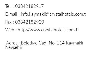 Crystal Kaymakl Hotel & Spa iletiim bilgileri